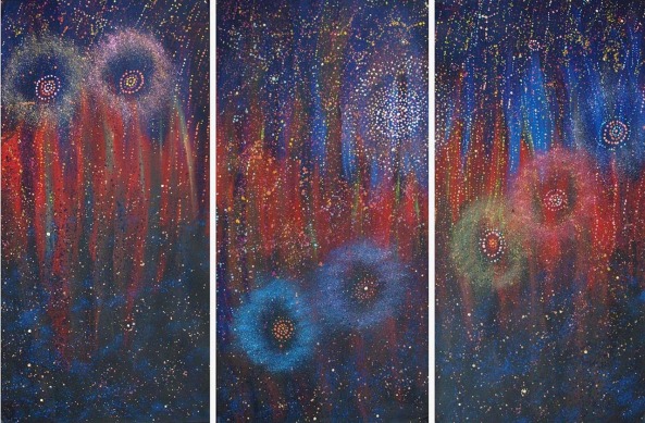 Seven Sisters Dreaming (triptych) by Alma Nungarrayi Granites