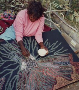 Dorothy Napangardi painting Bush Plum canvas, 1991