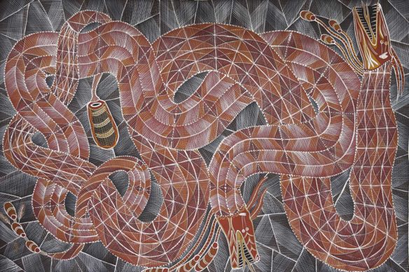 Yingana and Ngalyod, Rainbow Serpents by Edward Blitner