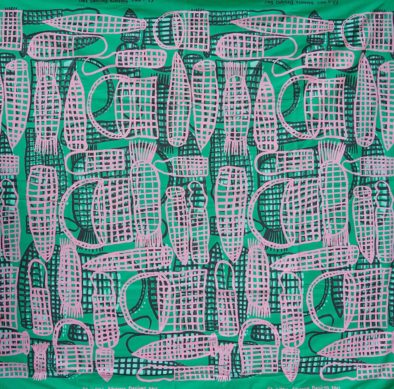 Pandanus Weaving – green & pink on green by Kylie Hall